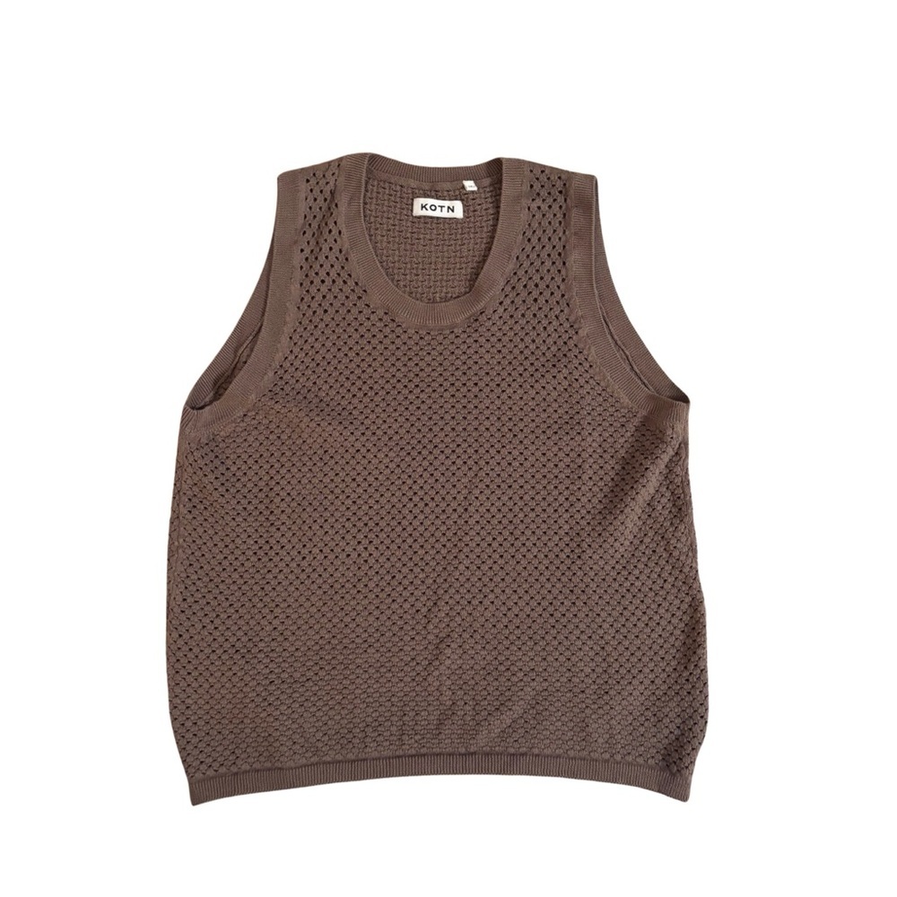 Kotn Chocolate/Army Green Knit Sleeveless Top